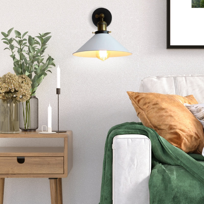 Vintage Industrial Wall Sconce in White