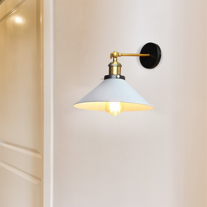 Vintage Industrial Wall Sconce in White