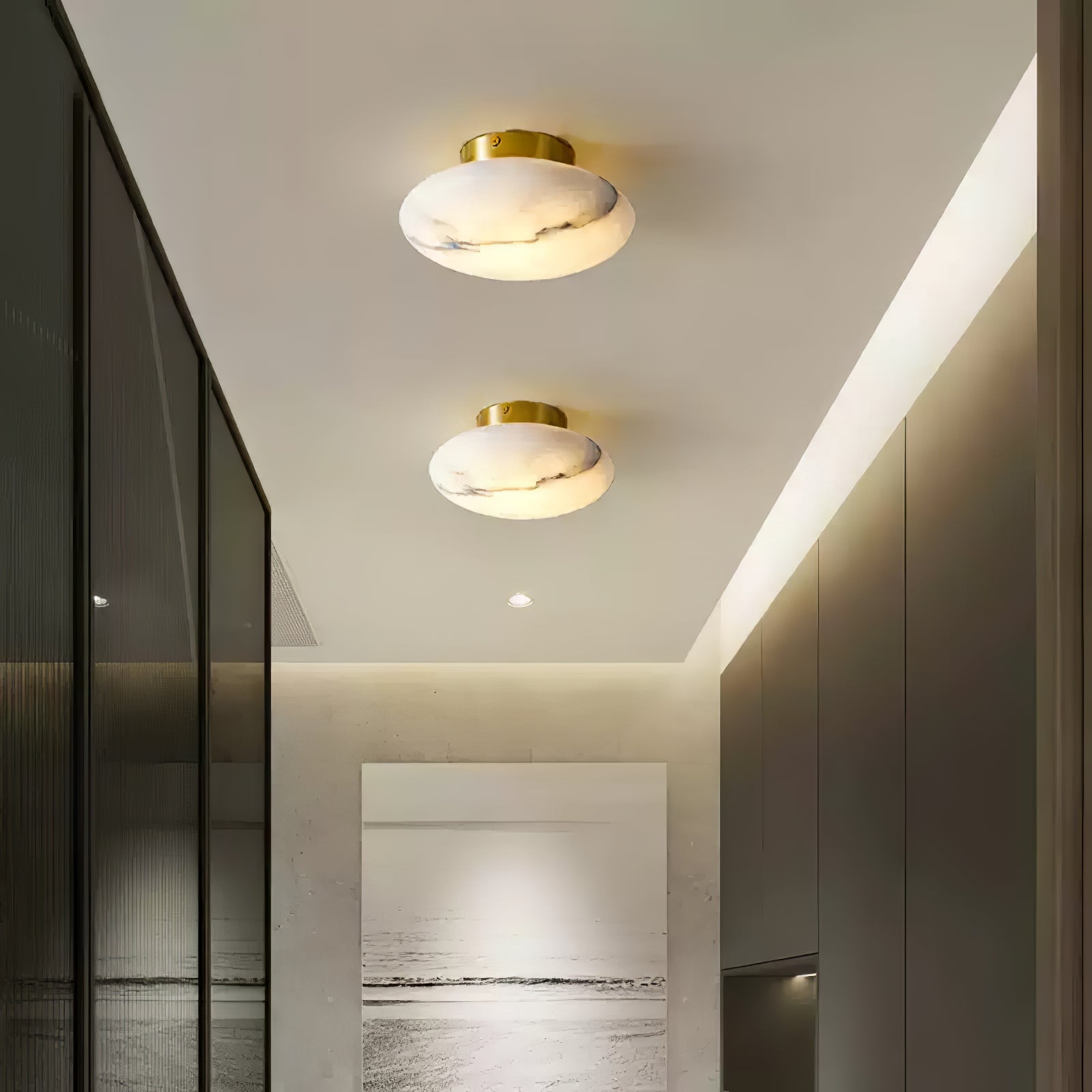 Oval Ceiling Light in Alabaster