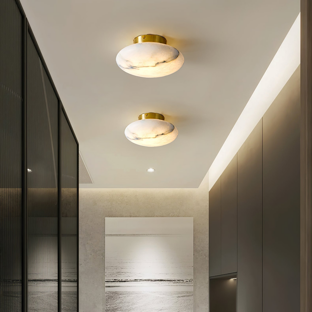Oval Ceiling Light in Alabaster