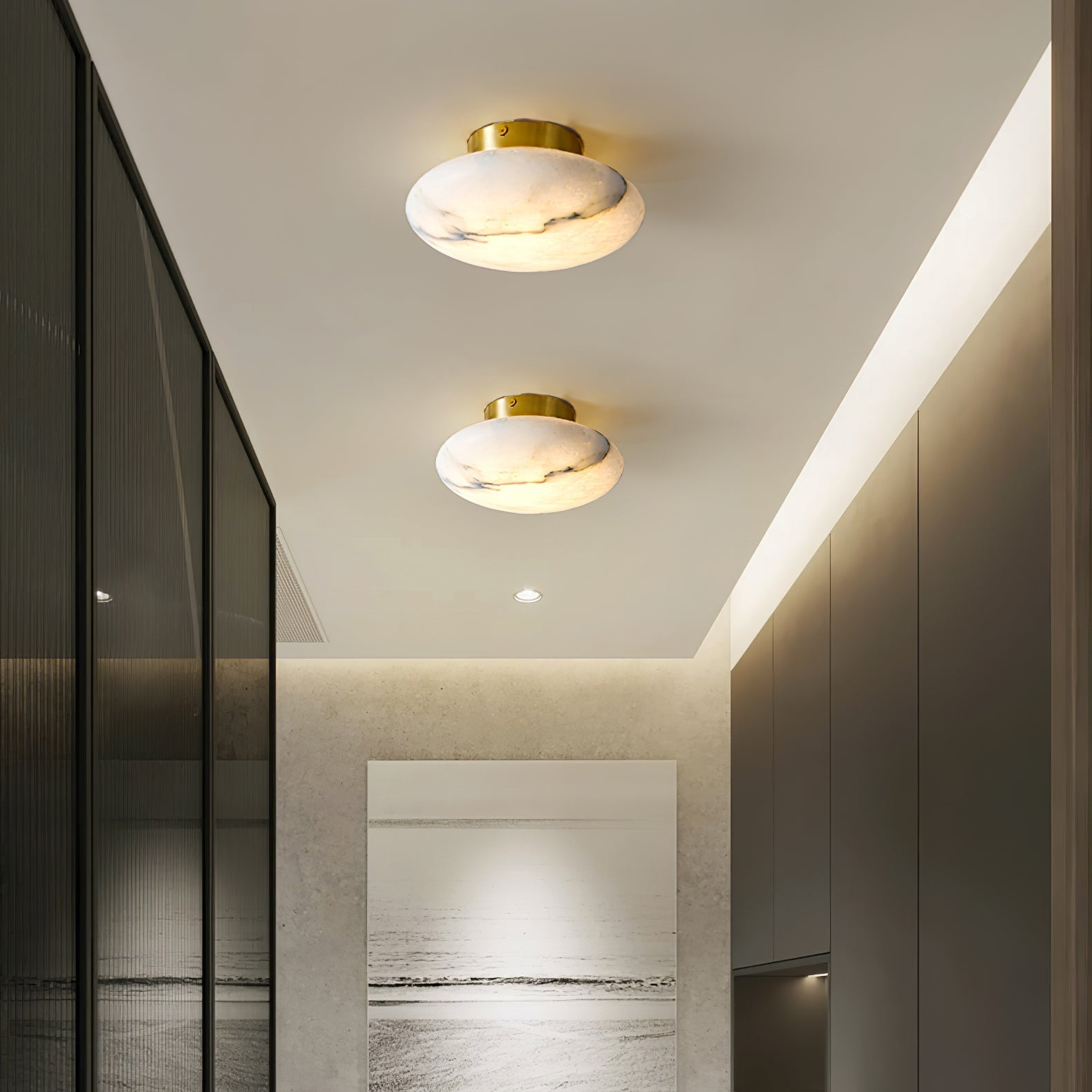 Oval Ceiling Light in Alabaster