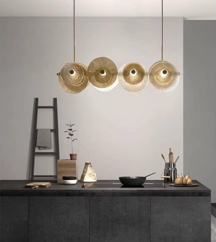 Bellara Circular Glass Chandelier In Gold