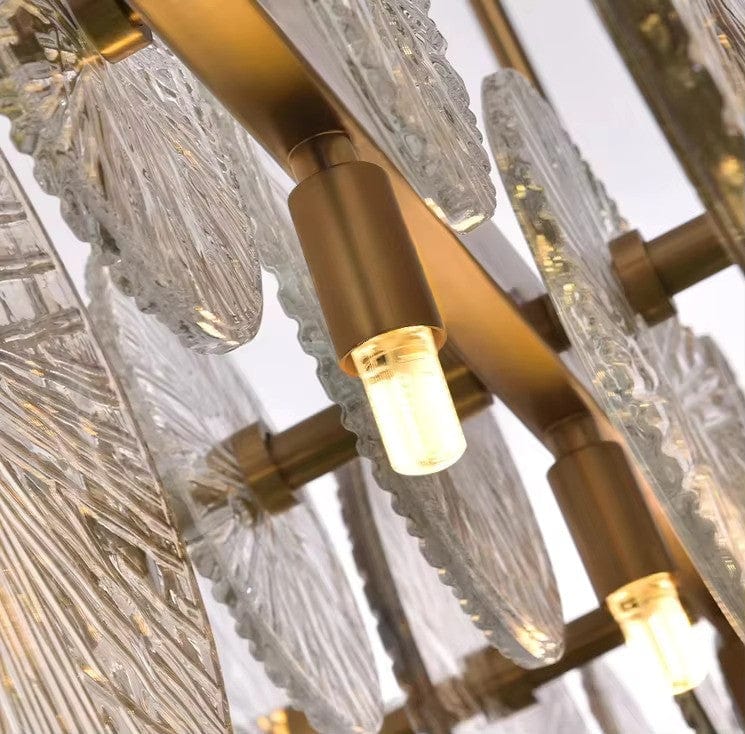 Bellara Circular Glass Chandelier In Gold