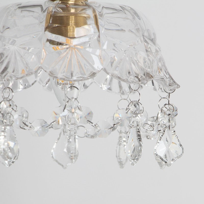 Antique Style Crystal and Glass Stone Pendant Chandelier