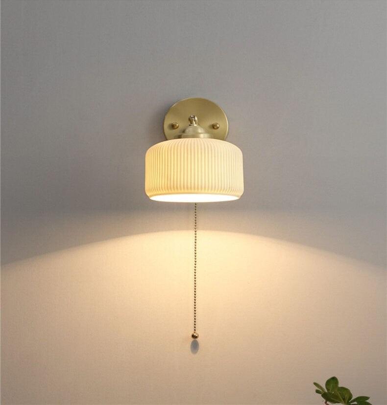 Maribel | Egg-Shaped Ribbed Ceramic Wall Light - Bulb Included