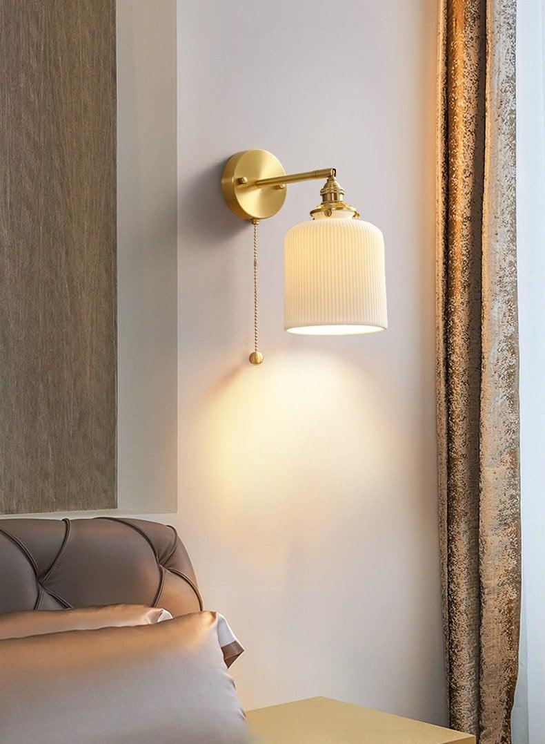 Maribel | Egg-Shaped Ribbed Ceramic Wall Light - Bulb Included