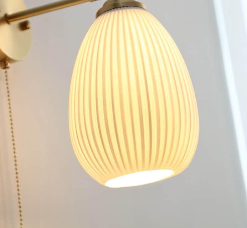 Maribel | Egg-Shaped Ribbed Ceramic Wall Light - Bulb Included