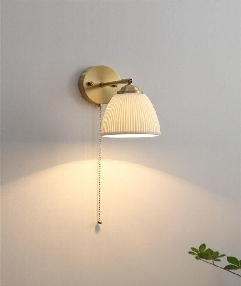 Maribel | Egg-Shaped Ribbed Ceramic Wall Light - Bulb Included