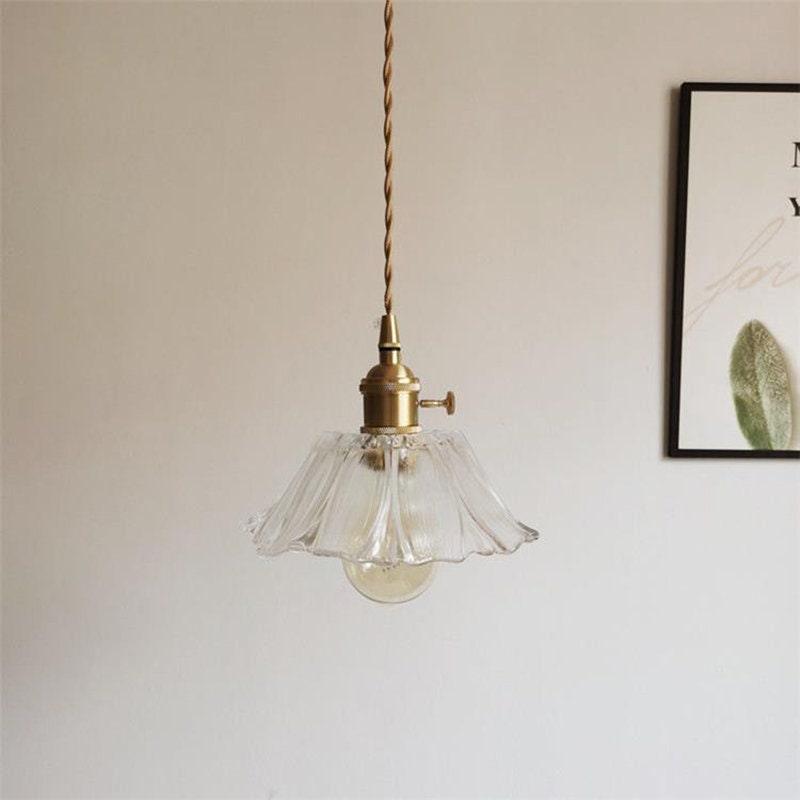 Lumenia | Frosted Glass Camellia Flower Pendant Light, Vintage Style, LED Bulb Included