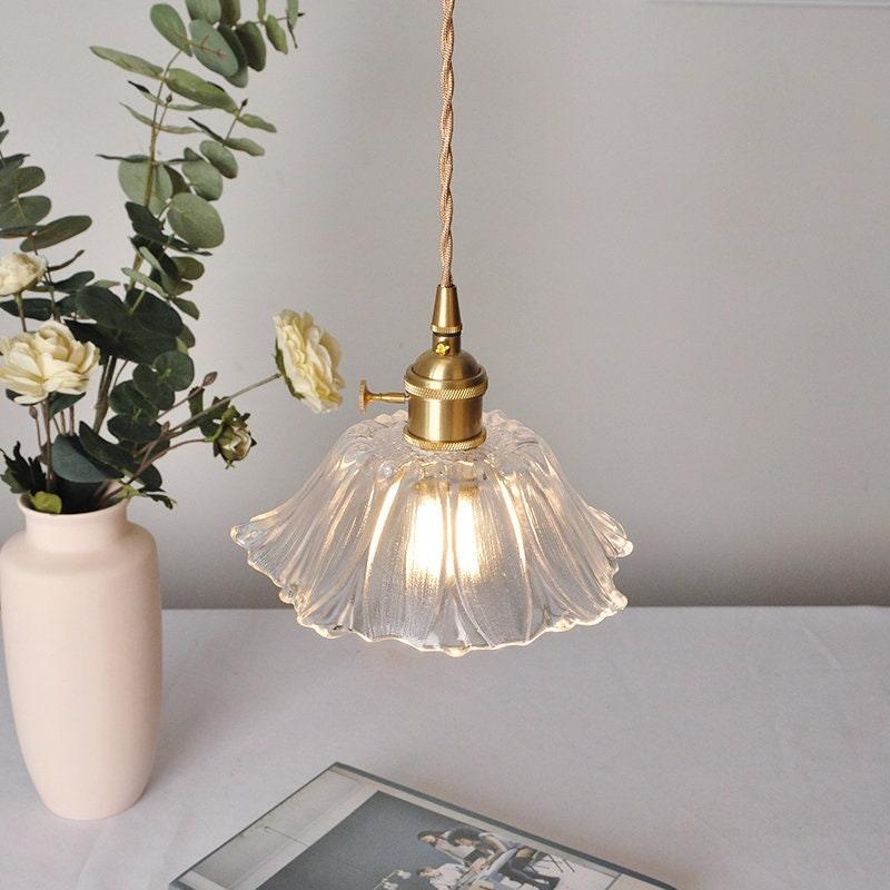 Lumenia | Frosted Glass Camellia Flower Pendant Light, Vintage Style, LED Bulb Included