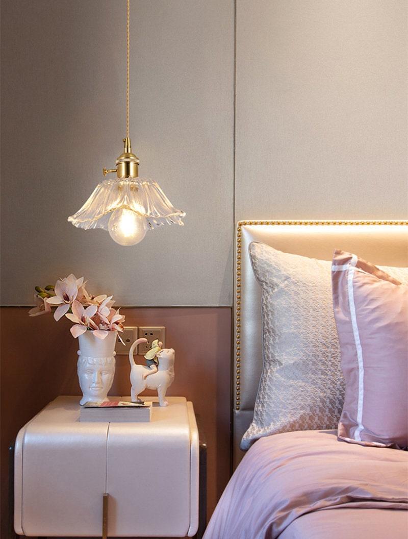 Lumenia | Frosted Glass Camellia Flower Pendant Light, Vintage Style, LED Bulb Included