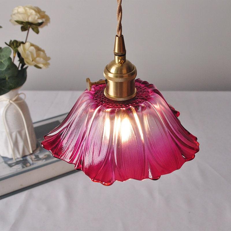 Lumenia | Frosted Glass Camellia Flower Pendant Light, Vintage Style, LED Bulb Included