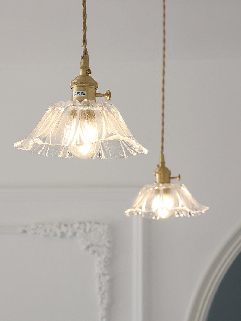 Lumenia | Frosted Glass Camellia Flower Pendant Light, Vintage Style, LED Bulb Included