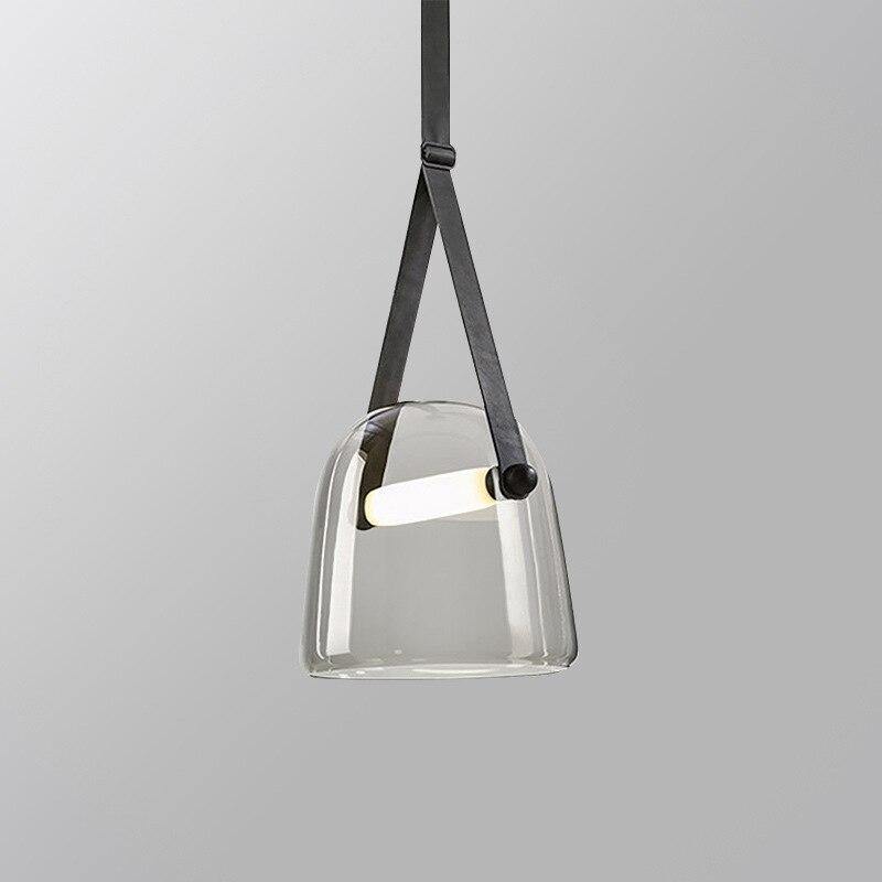 Industrial Pendant Light with Leather Cord