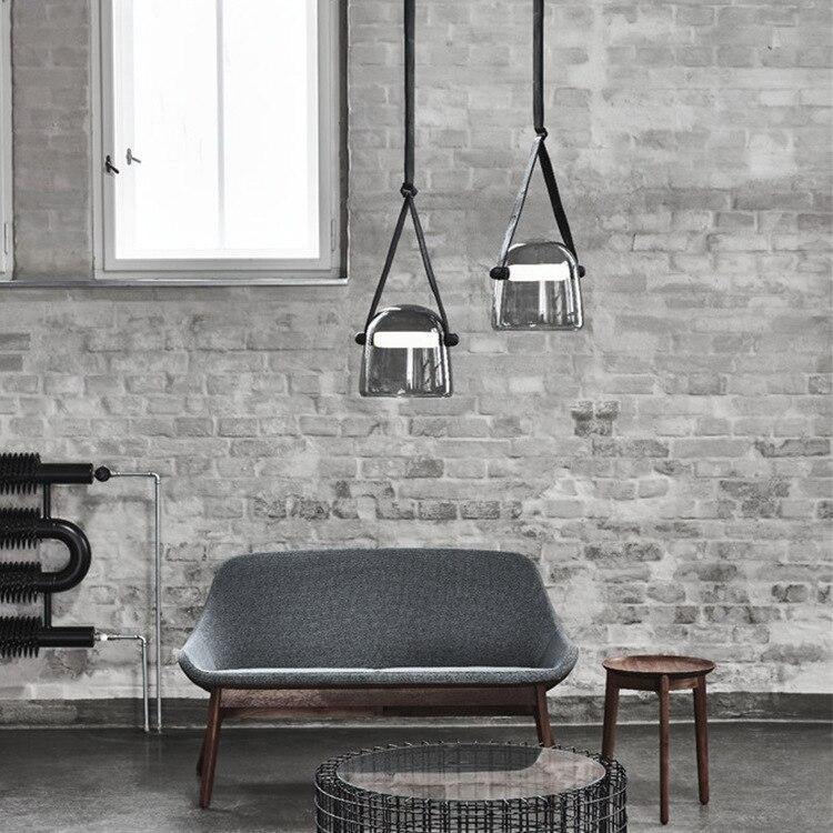 Industrial Pendant Light with Leather Cord