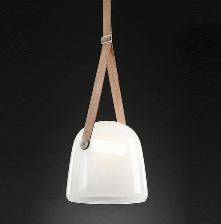 Industrial Pendant Light with Leather Cord