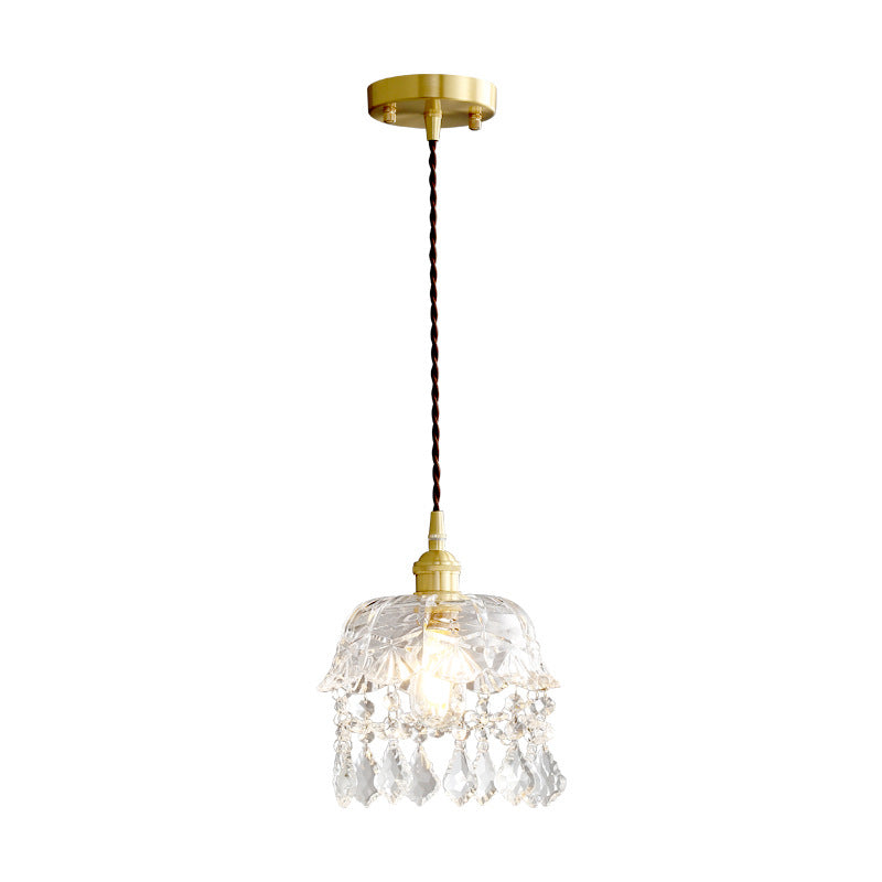 Antique Style Crystal and Glass Stone Pendant Chandelier